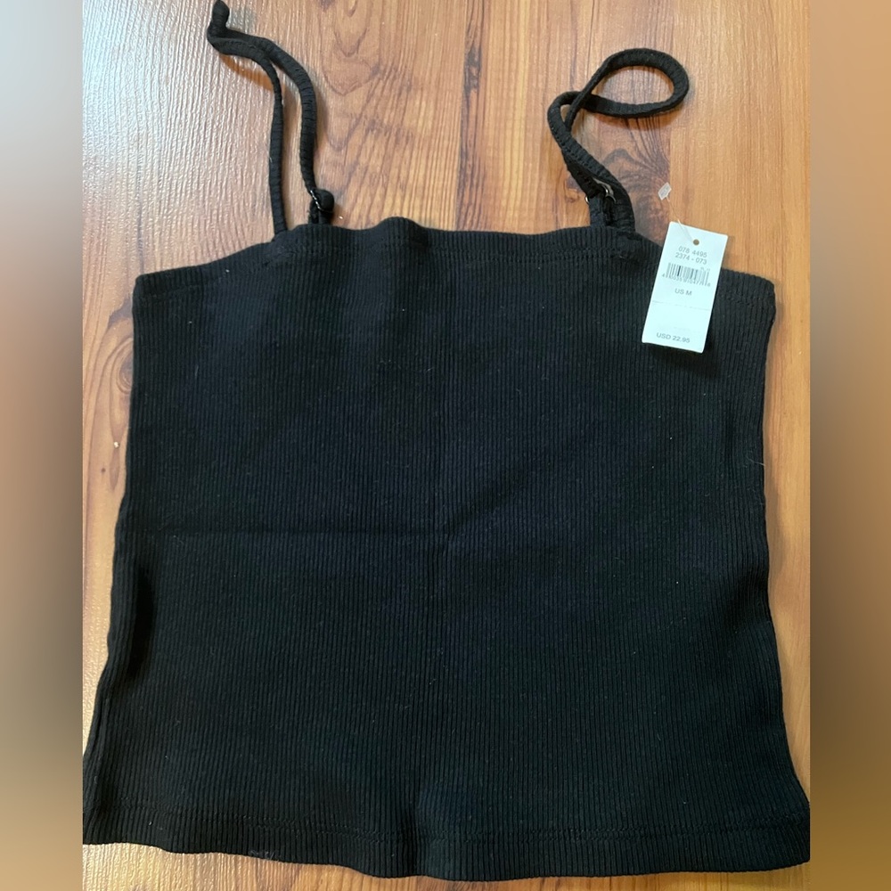 NWT US M | Aerie Cropped Black Ribbed Top